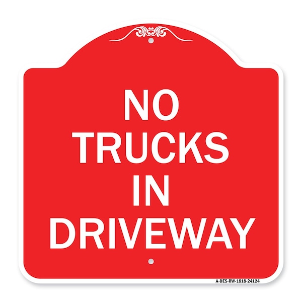 Signmission Driveway Sign No Trucks in Driveway, Red & White Aluminum Sign, 18" x 18", RW-1818-24124 A-DES-RW-1818-24124 - main